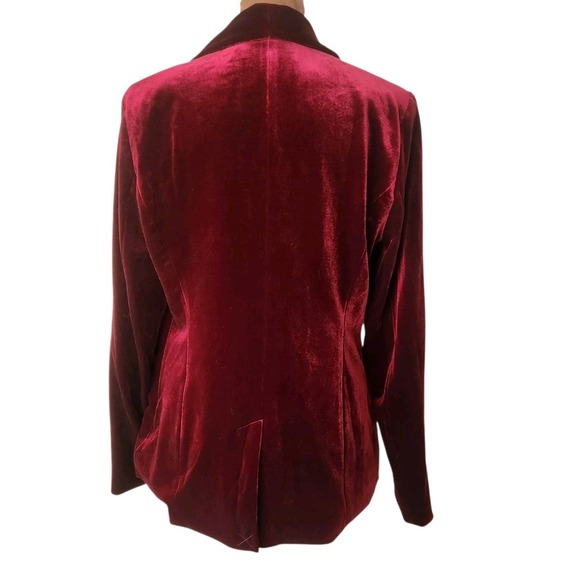 NWT International Concepts Velvet Blazer Jacket Petite M Burgandy Red Valentine - Picture 4 of 8
